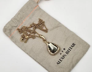 Alexis Bittar Gold Träne Pyrit Doublette Anhänger lange Halskette 32" - Bild 1 von 10