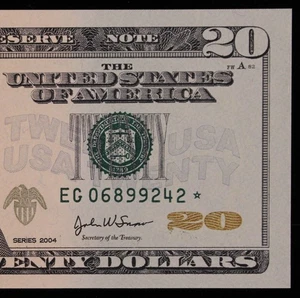 $20 2004 Gem CU Star Federal Reserve Note EG06899242* 640K Run 3, Chicago twenty - Picture 1 of 3