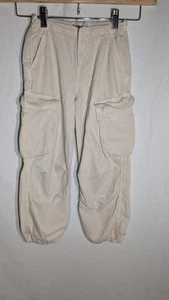 Zara Girls Cargo Utility Jogger Pants Sz 6 Pockets Bone Elastic Parachute Baggy - Picture 1 of 7