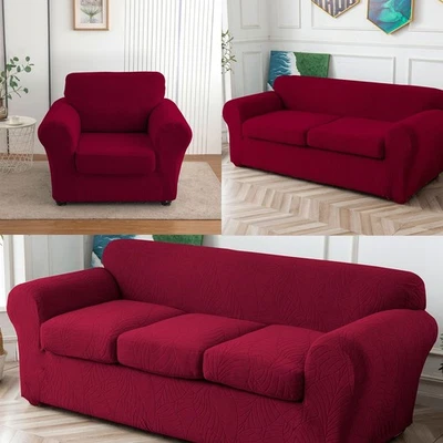 Waterproof non-slip leaf jacquard stretch sofa cover with cushion cover - Image 1 of 4