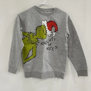 Carters Youth Heather Grey The Grinch Sweatshirt Christmas Size 12 Ugly Sweater - Picture 1 of 7