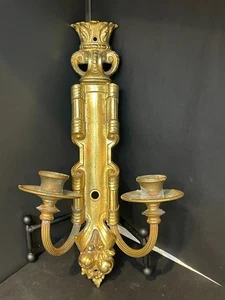 13,5" Guss vergoldete Bronze Kerze Wandleuchter - umwandelbar zu elektrisch - Bild 1 von 10