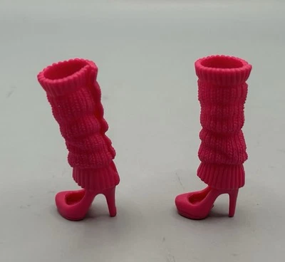 Barbie Fashionista Hot Pink High Heel Shoes With Leg Warmers Attached - Image 1 of 3