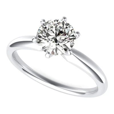 14K Solid White Gold 2 Carat CZ Cubic Zirconia Solitaire Engagement Promise Ring - Image 1 of 4