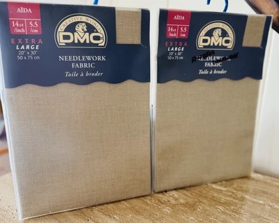 Lot of 2 DMC 14 ct. Extra Large Aida Needlework Fabric 20" x 30" Color #738 - Image 1 of 4