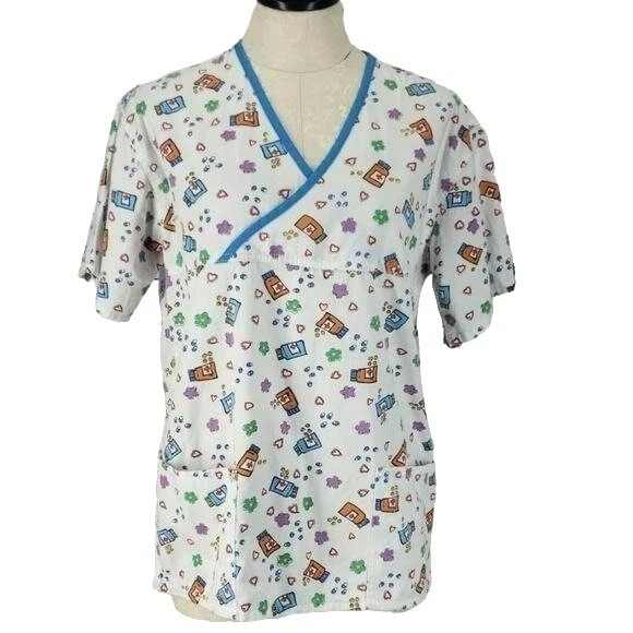 Blusa esfoliante médica feminina Beverly Hills decote em V pequena - Imagem 1 de 4