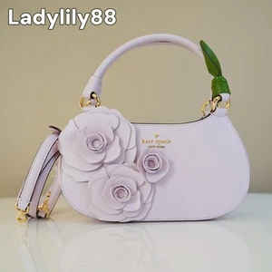 NWT Kate Spade KK970 Flora Rose Shoulder Bag Saffiano Leather Pale Amethyst $429 - Picture 1 of 15