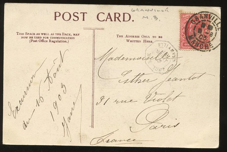 Channel Is France mails MOBILE BOX Boite Mobile Granville + octagonal 1903 PPC - Image 1 of 1