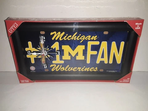 Michigan Wolverines NCAA # 1 Fan Quartz License Plate Clock Cover