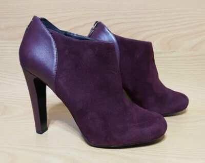 Nine West 勃艮第麂皮绒皮短靴女鞋 7.5 M — 第 1/4 张图片