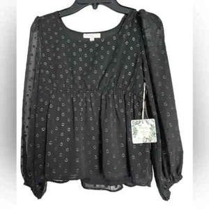 Chelsea & Violet Girl's Woven Black Dotted Pattern Shirt Size M (10-12)  NEW - Picture 1 of 2