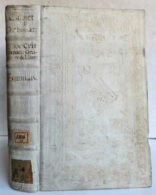 1736 AUGUSTINO CALMET antique BLIND STAMPED PIGSKIN BOUND FOLIO - Image 1 of 4