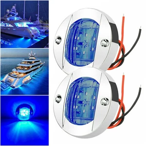 2x Round LED Courtesy Lights 12V for Marine Yacht Boat Deck Lamp Stern Lights UK - Picture 1 of 9