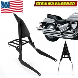 Backrest Sissy Bar Black Fits Suzuki Boulevard C50 05-11 M50 Volusia VL800 01-11 - Picture 1 of 13