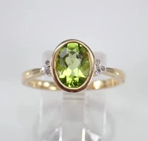 2 Ct Oval Cut Lab-Created Green Peridot Wedding Ring 14K Yellow Gold Plated - Picture 1 of 5