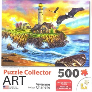Puzzle Collector Art 500 Piece Puzzle - Sunset Cove Lighthouse 500 Piece Puzzle - Imagen 1 de 1