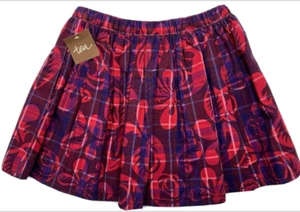 NWT Tea Collection Girls 4 Red and Purple Scottish Pleated Plaid Floral Skirt - Picture 1 of 7