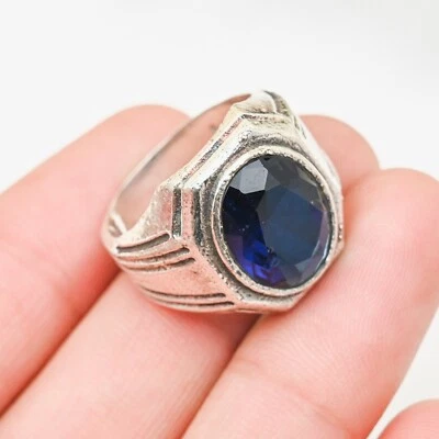 Blue Onyx Ring Solid 925 Sterling Silver Statement Men's Ring, All Size M260 - Image 1 of 4
