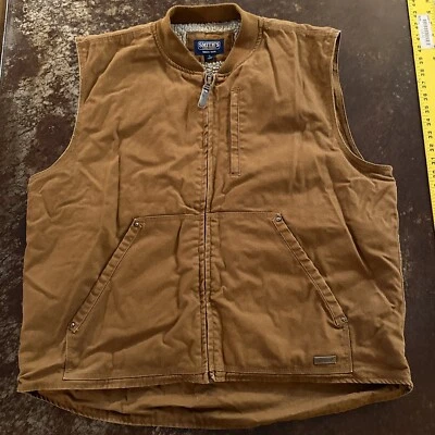 Smith’s Workwear Men's Brown Sherpa Lined Cotton Duck Canvas Vest Size XL  NICE! - Image 1 of 4