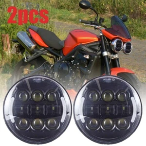 For Triumph Speed/Street Triple Thunderbird Rocket3 5.75" Black LED Headlight 2X - Picture 1 of 11