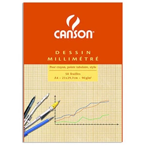 CANSON Millimeterpapier Block DIN A4 90 g/qm 50 Blatt Lineatur: rot - Bild 1 von 1