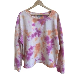 Kut from the Kloth Pink Orange Tie Dye Round Neck Long Sleeve Womens Size XL - Picture 1 of 14