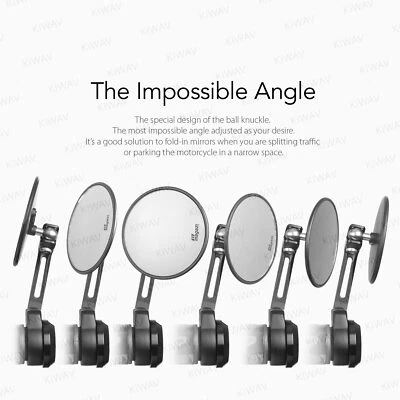 Bar end mirrors heavy caps slim OJO round black hollow bar ID 14-24mm fits Honda - Image 1 of 4