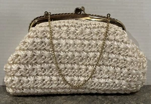 Vintage Garay Cream Colored Straw Handbag Metal Clasp 10” X 6” - Picture 1 of 7