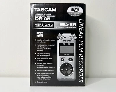 Tascam Linear PCM Recorder Enregistreur DR-05 Version 2 Enhanced Silver MicroSD - Image 1 of 4