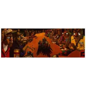 The Poker Game by Justin Bua Art Print Urban Gamble Chips Money Poster 36x13 - Picture 1 of 2
