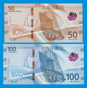 Macau 2 Scheine, 50 + 100 Patacas P 92 + 93 Neu 2020 ( 2025 ) UNC Macao BNU Bank - Bild 1 von 2