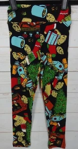 LuLaRoe Kids Christmas Leggings Black with Fire Place & Stocking Size S/M NWT - Picture 1 of 3