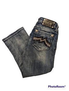 Miss Me Girl's Bling Pocket Denim Jeans Crop Capris Size 14 JK1039P - Picture 1 of 4