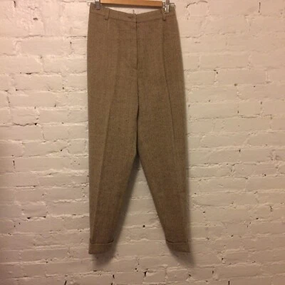 Iceberg VTG 90s tapered cropped pants tan wool herringbone 42 - Image 1 of 4