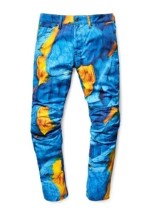 Pantalones de mezclilla cónicos G-Star Raw W36 x L32 Elwood X25/X52 estampado de guacamayo 3D - Imagen 1 de 4