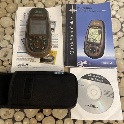 Magellan Meridian Handheld GPS Receiver w/case CD Map Manual bundle - Image 1 of 4