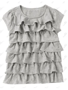 Gymboree sz 5 Center Stage Gray Ruffled Tired Tee Shirt NWT - Picture 1 of 2