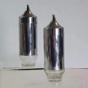 Vtg~1950s~Anchor Hocking~Silver~Atomic MCM~Salt & Pepper Shakers~Retro Style - Picture 1 of 5