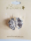 L Erickson CRYSTAL SILVER Tone Mini Jaw Clip BUTTERFLY FLOWER France Luxe NEW