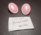 metal pink painted large oval shaped earrings