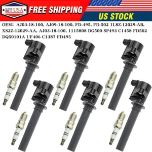Pack 6 Ignition Coil Platinum Spark Plug For 2003-2008 Ford Escape 3.0L V6 FD502 - Picture 1 of 11