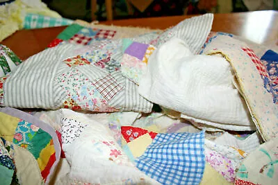 Vintage Handmade Patchwork Cutter Quilt Remnants Grab Bag One Half Pound - Image 1 of 4