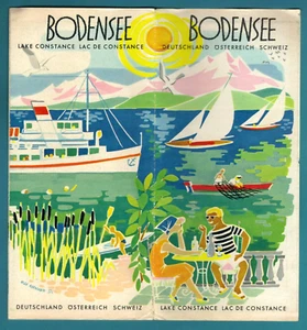 Vintage 1958 Bodensee Lake Constance Foldout Color Travel Brochure with Map - Picture 1 of 3
