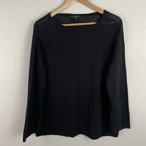 J Crew Womens S Black Relaxed Fit Linen Crewneck Sweater Lightweight Beachy - Picture 1 of 4