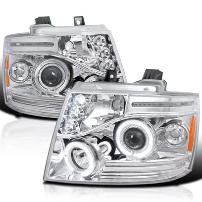 Fits 2007-2014 Chevy Tahoe Suburban Avalanche Led Halo Projector Headlights Lamp Foto 1 de 4