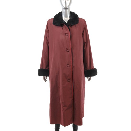 Cappotto Valentino Borgogna con Fodera in Nutria Tosata Taglia XL