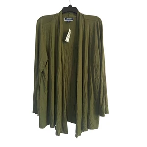NWT Karen Scott Army Green Open Front Lightweight Cardigan Size Large - Picture 1 of 4