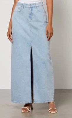 Ted Baker Denim Skirt Womens TB 2 UK 10 Dorlot Blue Front Split Maxi Skirt NEW - Image 1 of 4