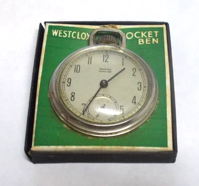 Vintage 1950`s Westclox  Pocket Ben with Box  as Found, Working - Image 1 of 4