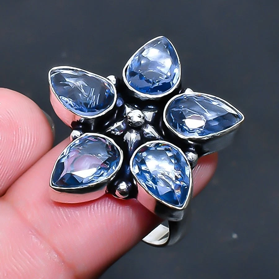 Tanzanite Quartz Gemstone Handmade Jewelry Ring US Size 6 - Image 1 of 1